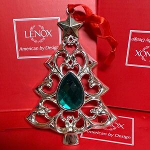 Lenox Silver and Green Christmas Tree Ornament